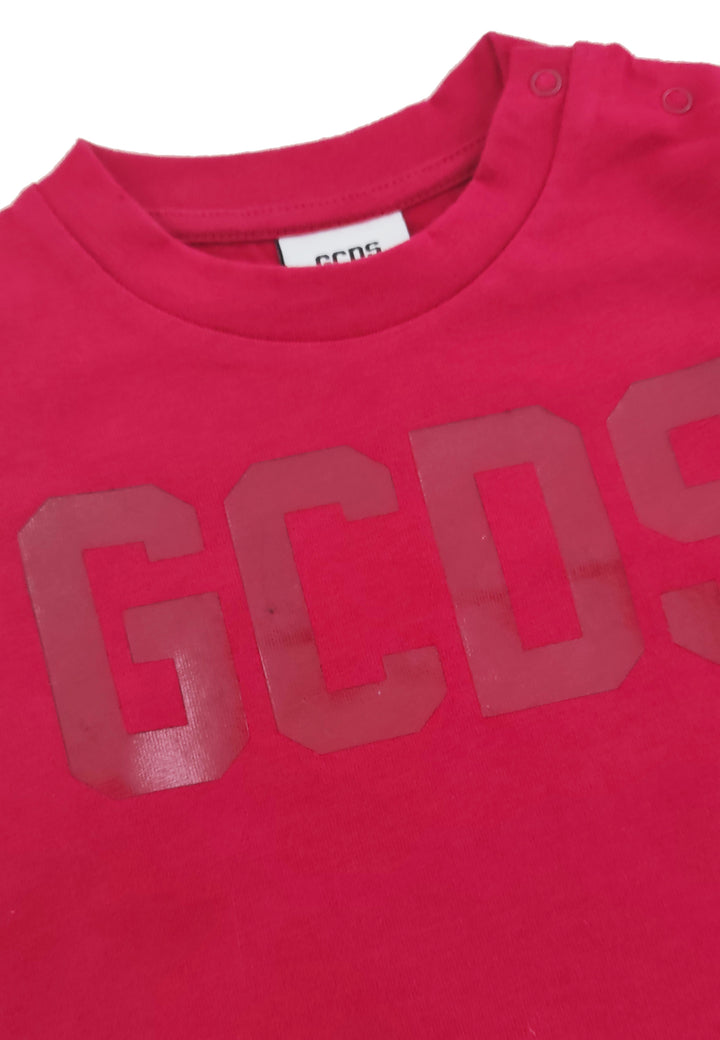 GCDS t-shirt rossa bambino in cotone