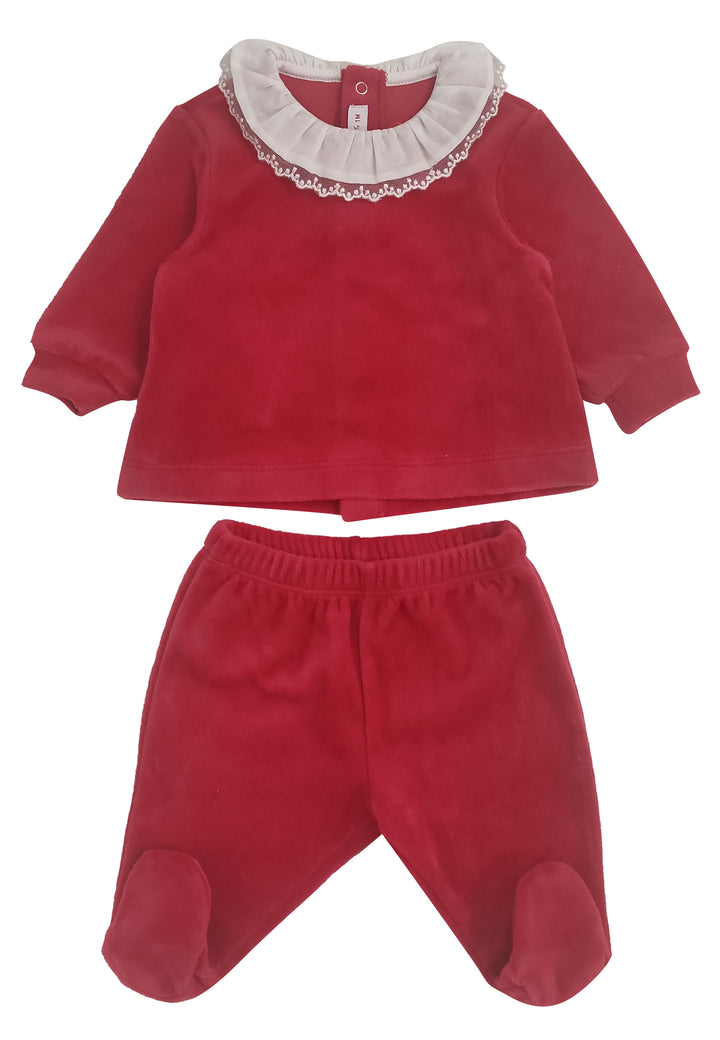 ViaMonte Shop | Il Gufo completo rosso neonata in cotone