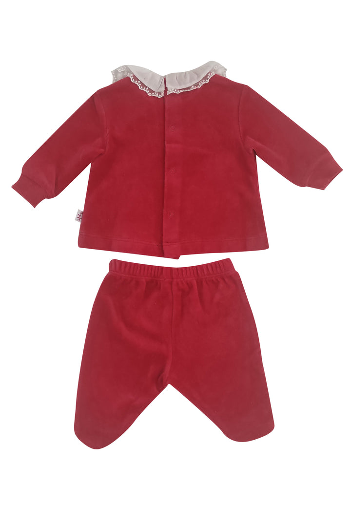 ViaMonte Shop | Il Gufo completo rosso neonata in cotone