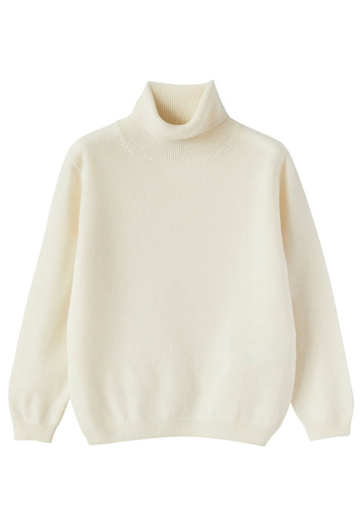 ViaMonte Shop | Il gufo maglia bianca bambino in pura lana vergine