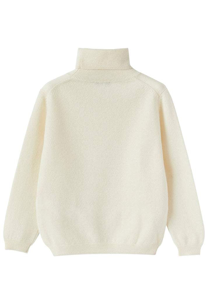 ViaMonte Shop | Il gufo maglia bianca bambino in pura lana vergine