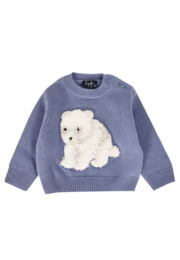 ViaMonte Shop | Il Gufo maglia azzurra neonato in pura lana vergine