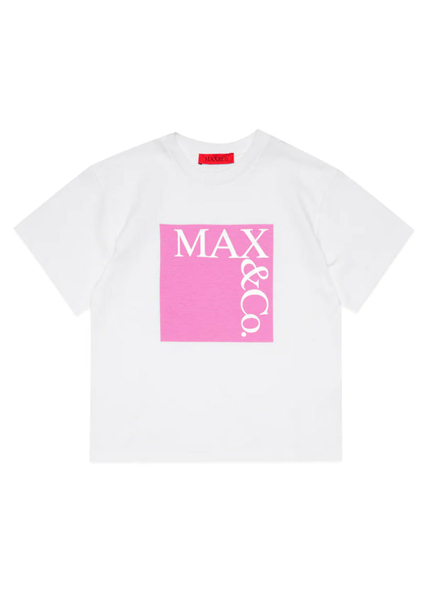 Max&Co t-shirt bianca/rosa bambina in cotone
