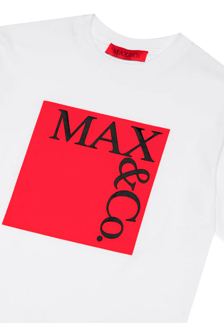Max&Co t-shirt bianca/rossa bambina in cotone