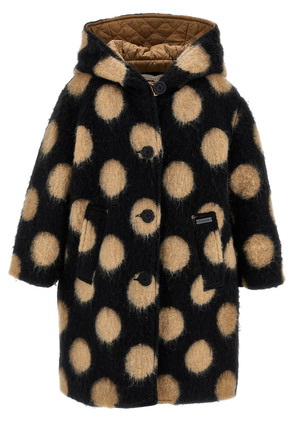 ViaMonte Shop | Monnalisa cappotto nero/beige bambina in misto lana
