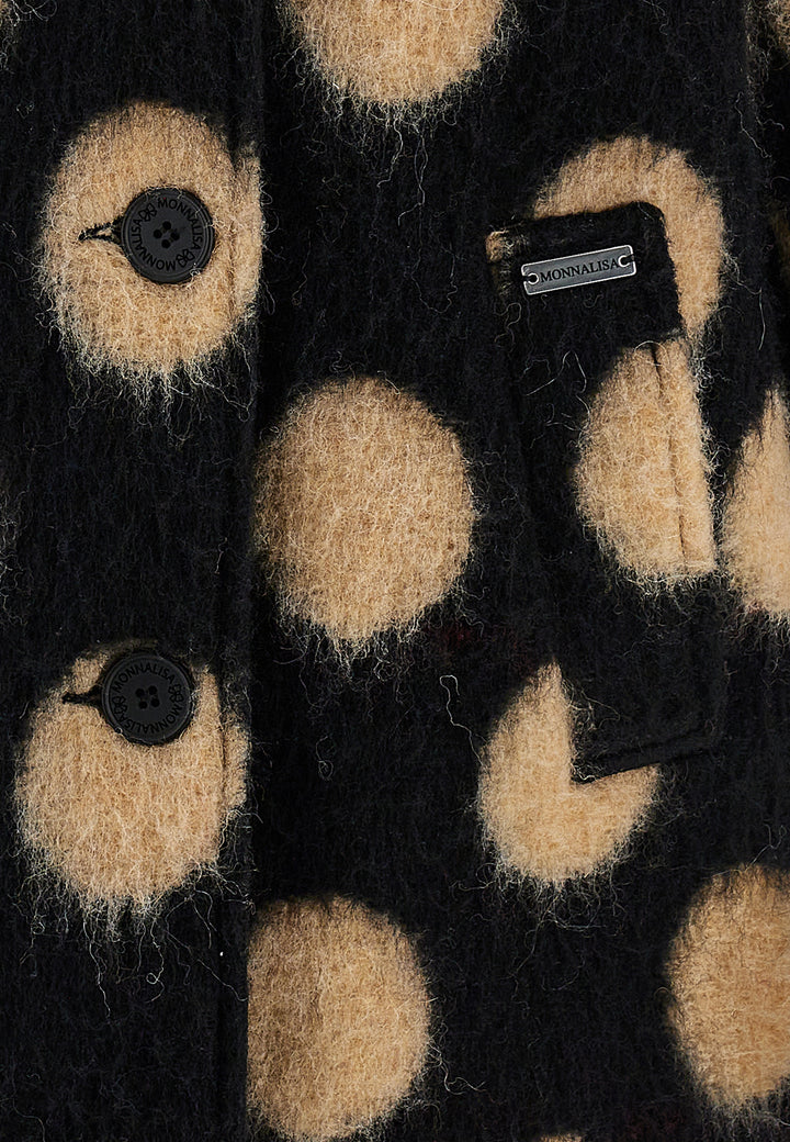 ViaMonte Shop | Monnalisa cappotto nero/beige bambina in misto lana