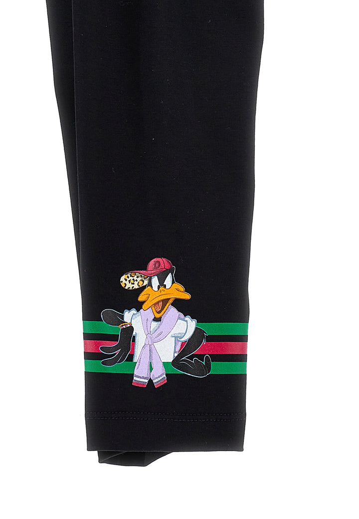 ViaMonte Shop | Monnalisa leggings neri Daffy bambina in jersey di cotone