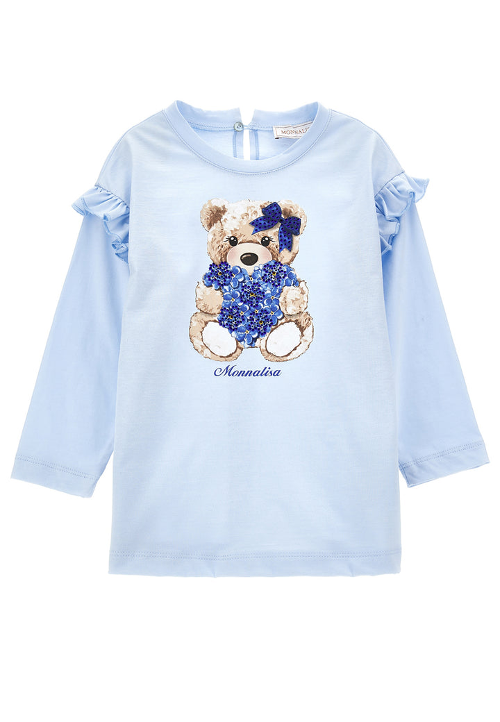ViaMonte Shop | Monnalisa t-shirt celeste bambina in jersey di cotone