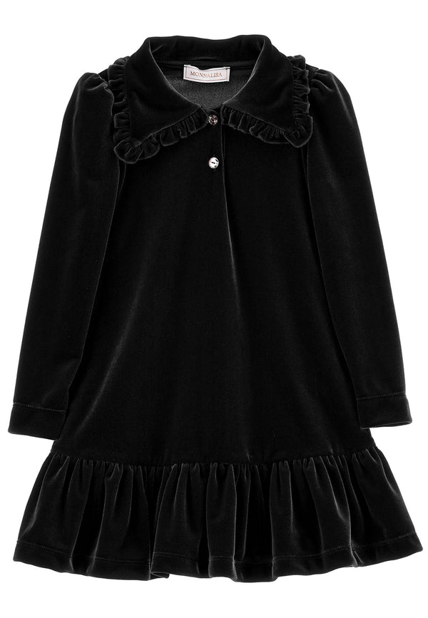 ViaMonte Shop | Monnalisa vestito nero bambina in ciniglia