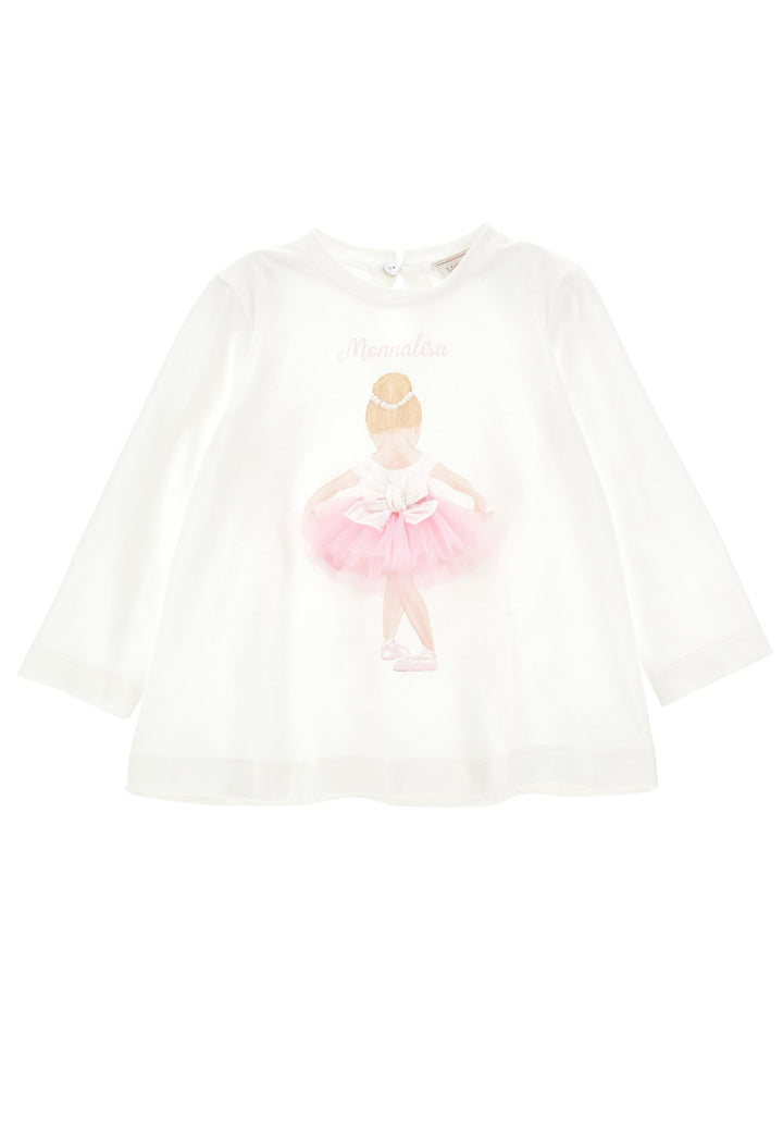 ViaMonte Shop | Monnalisa maxi t-shirt panna neonata in jersey di cotone