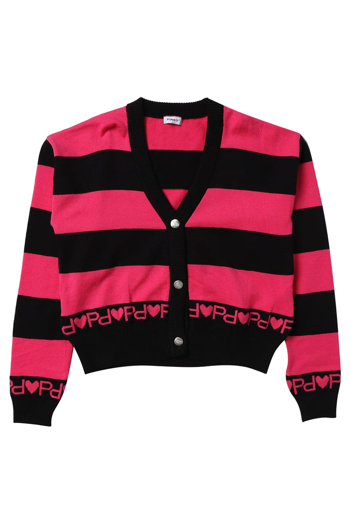ViaMonte Shop | Pinko maglia cardigan nera/rosa bambina in misto viscosa
