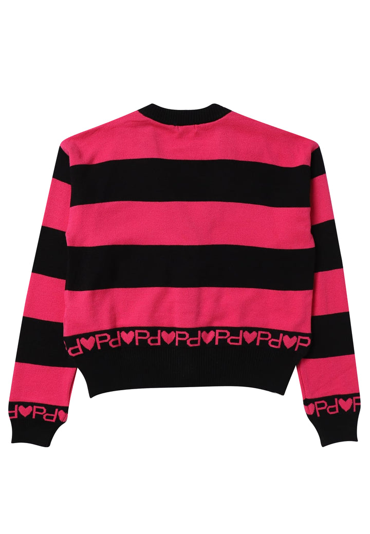 ViaMonte Shop | Pinko maglia cardigan nera/rosa bambina in misto viscosa