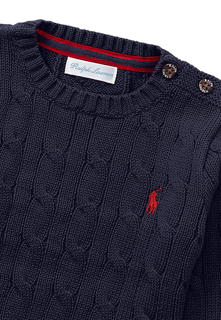ViaMonte Shop | Ralph Lauren Kids maglia girocollo blu neonato in cotone
