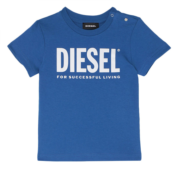 ViaMonte Shop | Diesel Kid t-shirt baby boy tjustlogob bluette in jersey di cotone