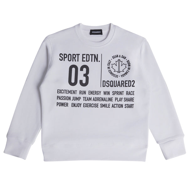 ViaMonte Shop | Dsquared2 Sport Edtn.03 felpa bambino bianca in cotone
