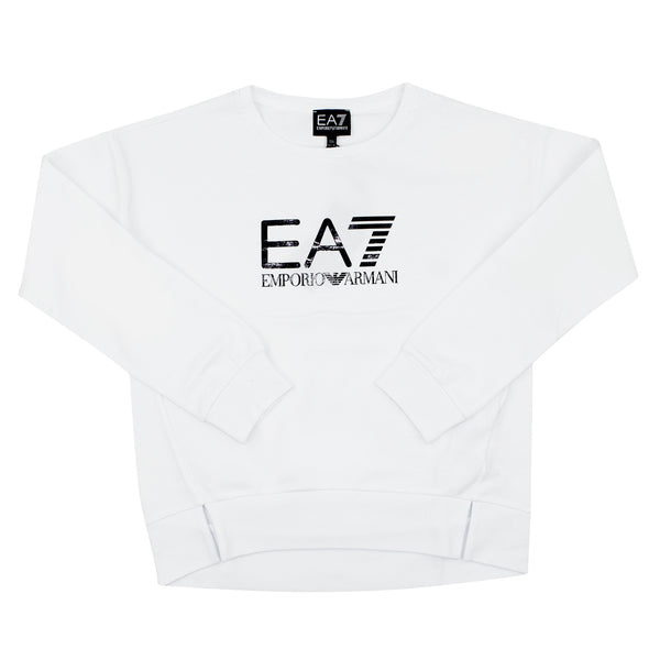 ViaMonte Shop | EA7 Emporio Armani felpa teen bianca in cotone stretch