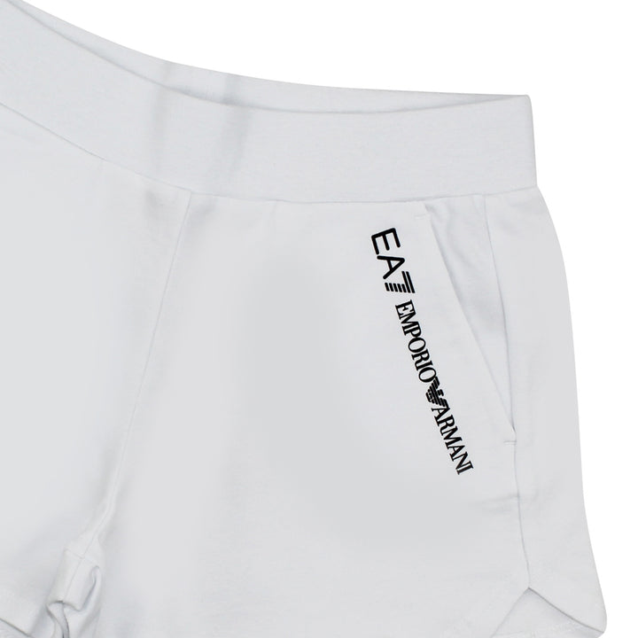 ViaMonte Shop | EA7 Emporio Armani shorts bambina bianco in cotone stretch