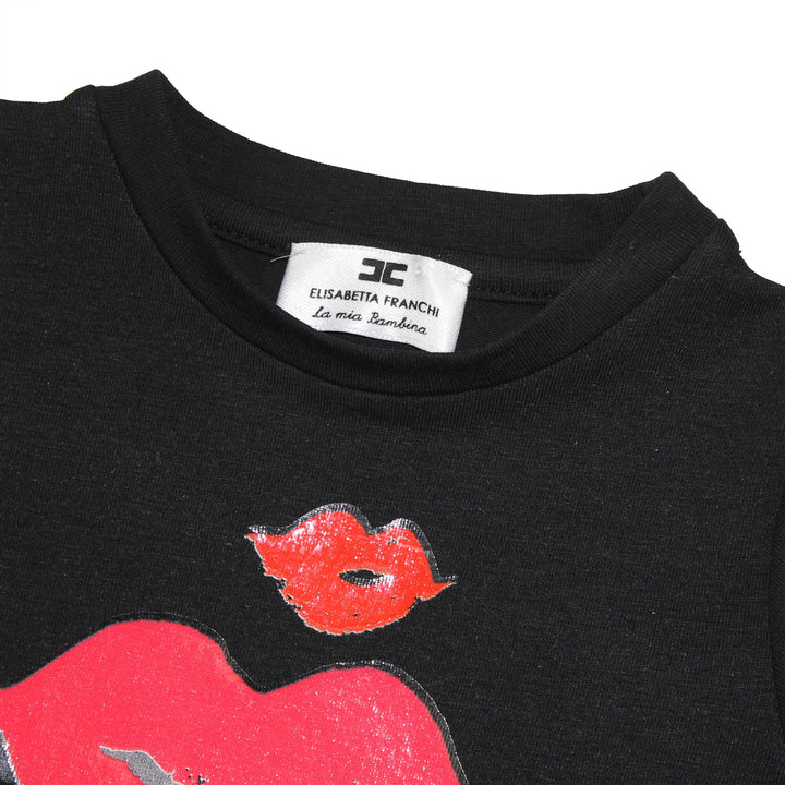 ViaMonte Shop | Elisabetta Franchi La Mia Bambina t-shirt baby girl nera in jersey di cotone