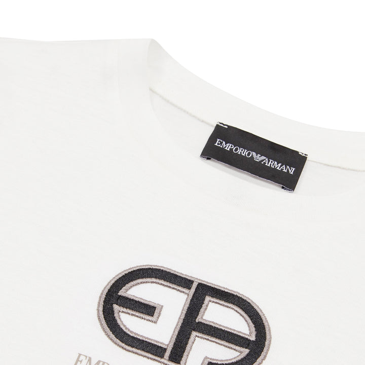 ViaMonte Shop | Emporio Armani t-shirt teen bianca in misto cotone