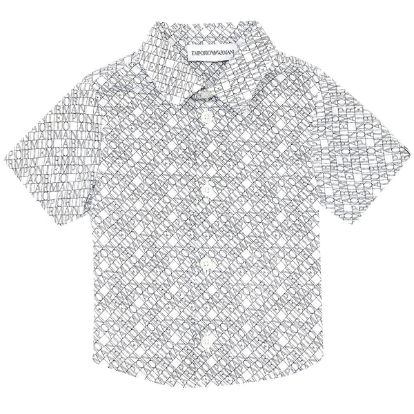 ViaMonte Shop | Emporio Armani camicia baby boy bianca a fantasia in cotone stretch