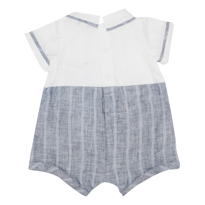 ViaMonte Shop | Emporio Armani pagliaccetto baby boy bicolor in lino con bavetta