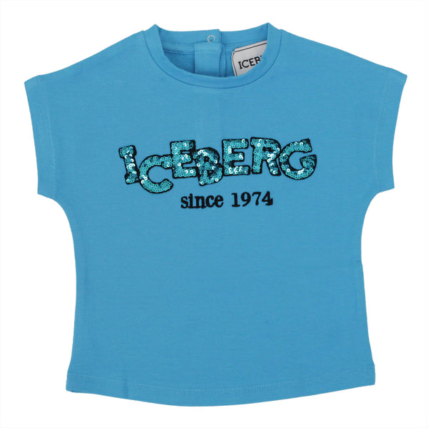 ViaMonte Shop | Ice Iceberg t-shirt baby girl turchese in jersey di cotone