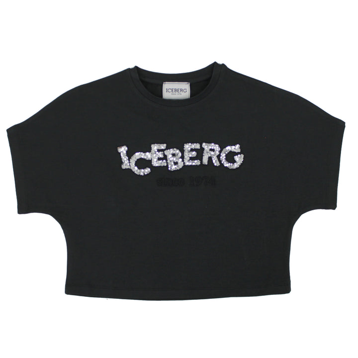 ViaMonte Shop | Ice Iceberg t-shirt bambina nera in jersey di cotone