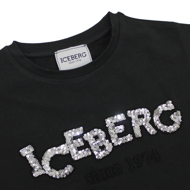 ViaMonte Shop | Ice Iceberg t-shirt bambina nera in jersey di cotone