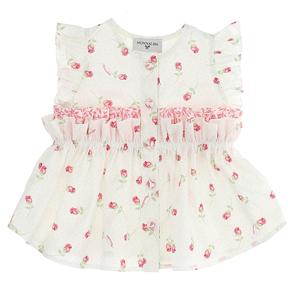 ViaMonte Shop | Monnalisa baby girl camicia panna in popeline di cotone stampato