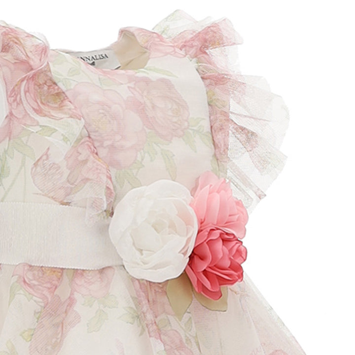 ViaMonte Shop | Monnalisa abito baby girl panna in tulle stampato
