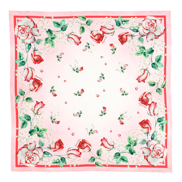 ViaMonte Shop | Monnalisa bambina foulard rosa in raso con stampa floreale