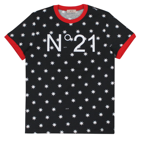 ViaMonte Shop | N°21 t-shirt teen nera in jersey di cotone stampato