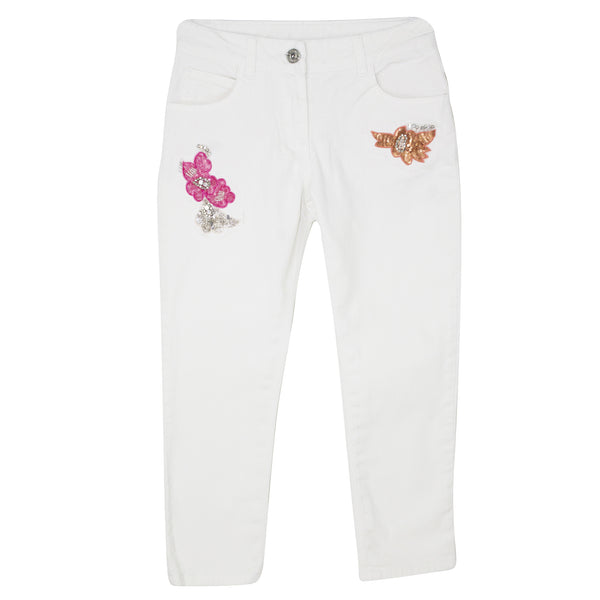 ViaMonte Shop | Twin Set bambina pantalone bianco in denim di cotone