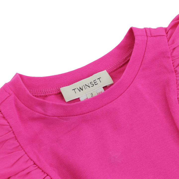ViaMonte Shop | Twin Set bambina t-shirt cropped fucsia in jersey di cotone