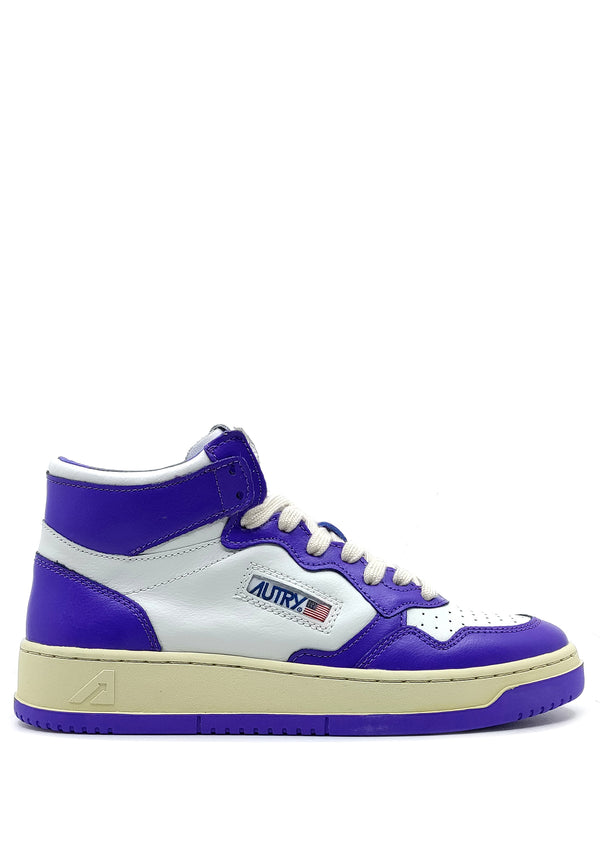 ViaMonte Shop | Autry sneakers alta uomo bicolor viola e bianco in pelle
