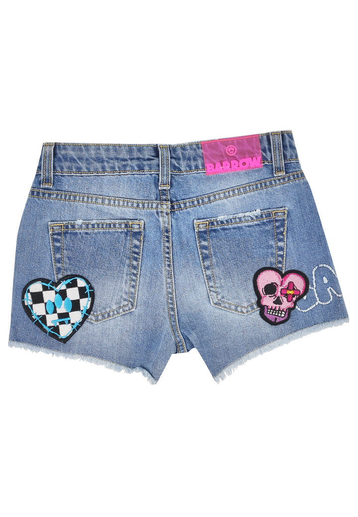 ViaMonte Shop | Barrow bambina shorts in denim di cotone blu chiaro con logo