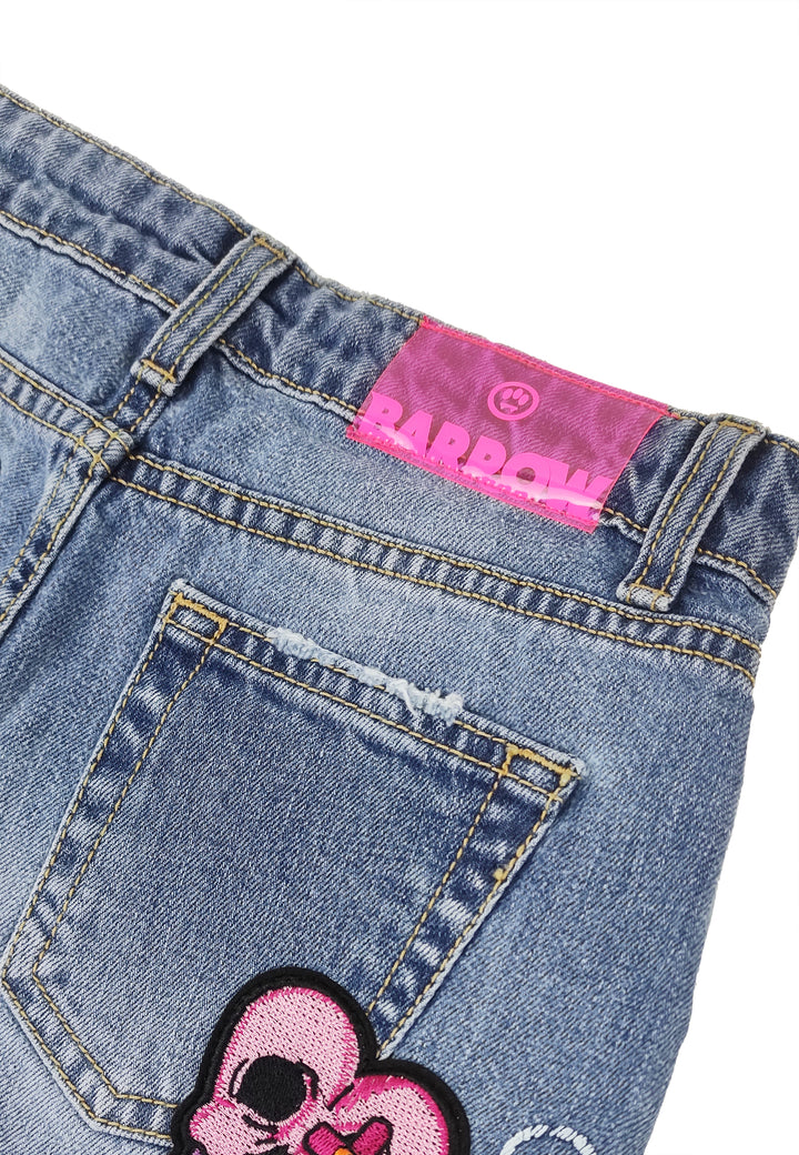 ViaMonte Shop | Barrow bambina shorts in denim di cotone blu chiaro con logo
