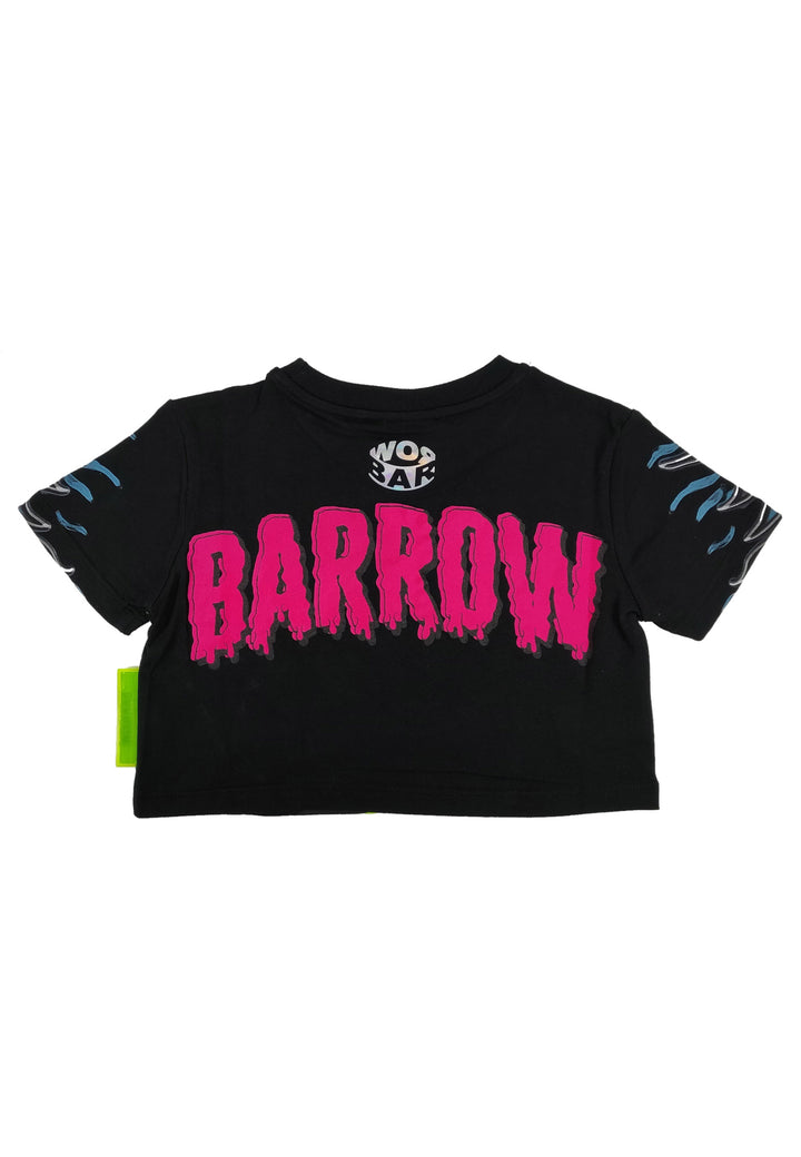 ViaMonte Shop | Barrow bambina t-shirt nera in jersey di cotone con stampa emoticon