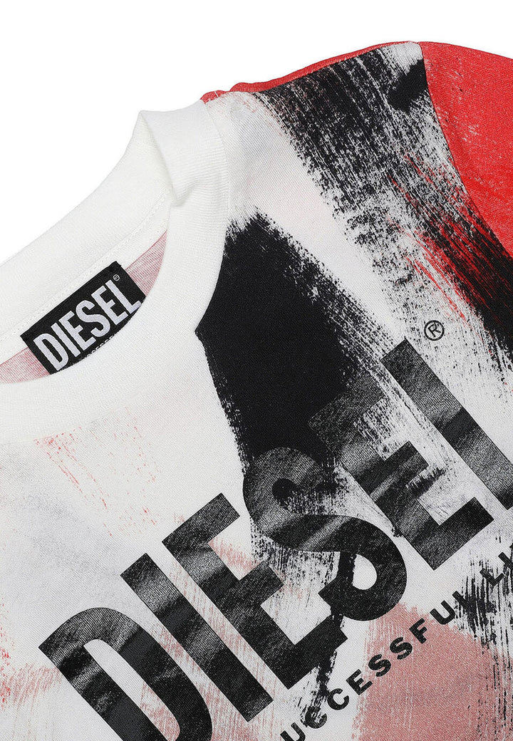 ViaMonte Shop | Diesel Kid t-shirt bambina Trecropnt bianca in jersey di cotone stampata