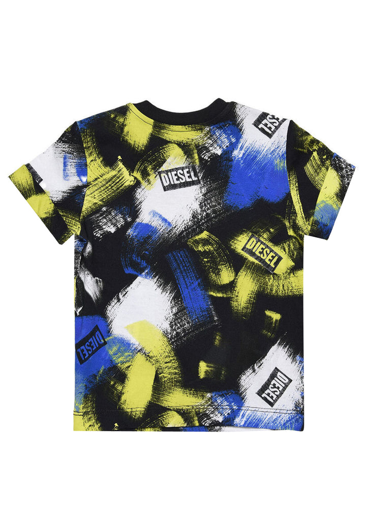ViaMonte Shop | Diesel Kid t-shirt baby boy Terryb nera in cotone stampata