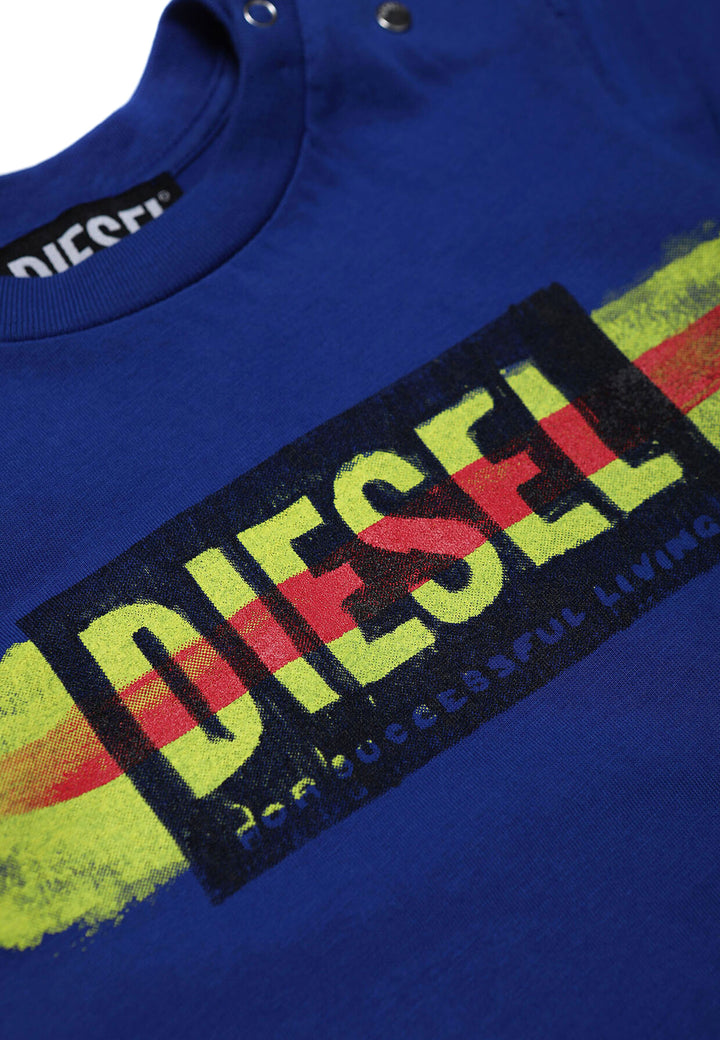 ViaMonte Shop | Diesel Kid baby boy t-shirt Taryb bluette in jersey di cotone