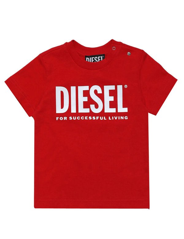 ViaMonte Shop | Diesel Kid t-shirt baby boy tjustlogoxb rossa in cotone