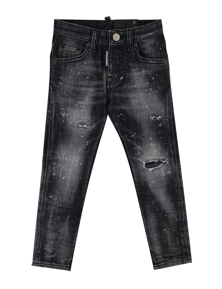 ViaMonte Shop | Dsquared2 bambino jeans Skater nero in cotone stretch
