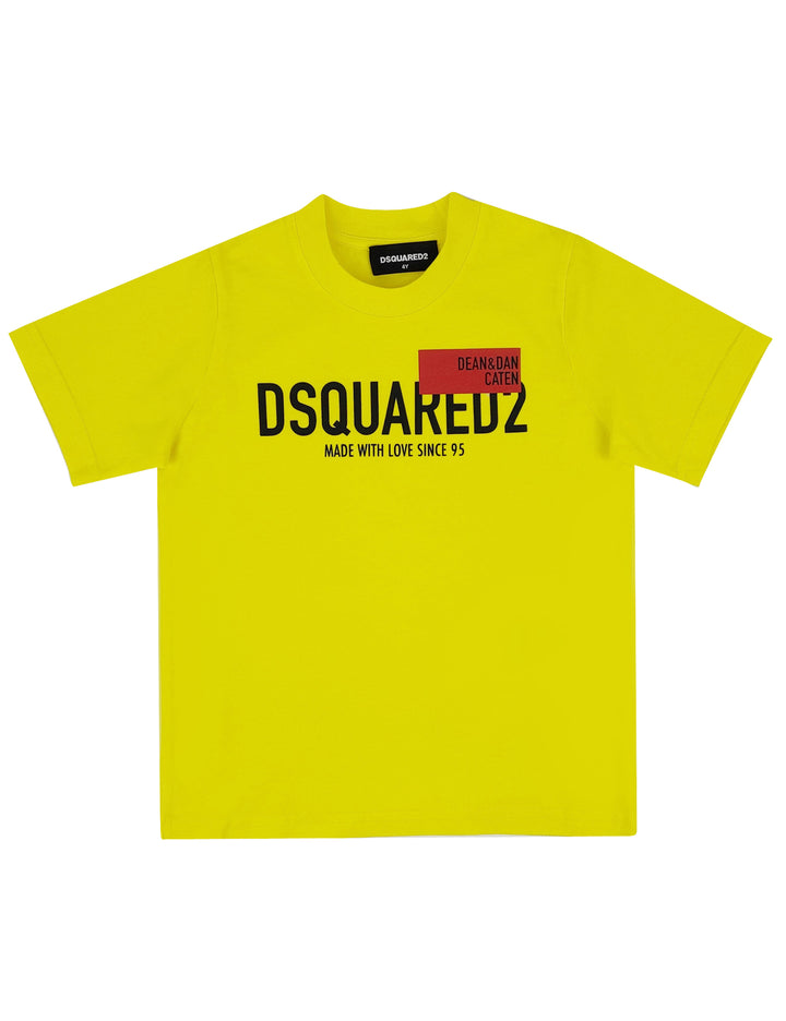 ViaMonte Shop | Dsquared2 t-shirt bambino gialla in jersey di cotone