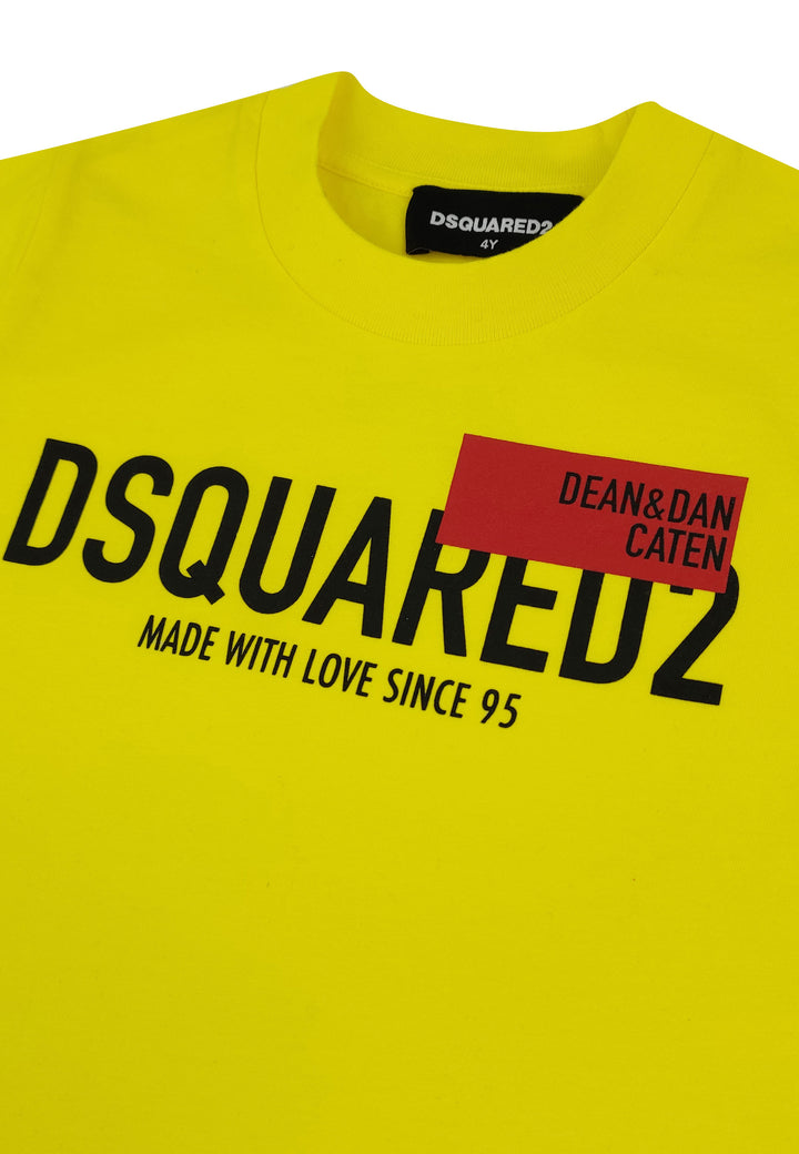 ViaMonte Shop | Dsquared2 t-shirt bambino gialla in jersey di cotone