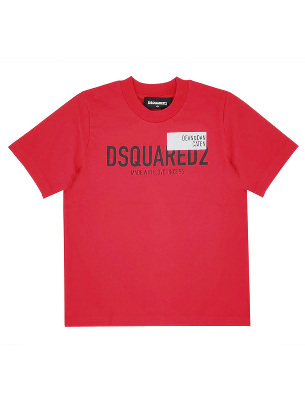 ViaMonte Shop | Dsquared2 t-shirt bambino rossa in jersey di cotone