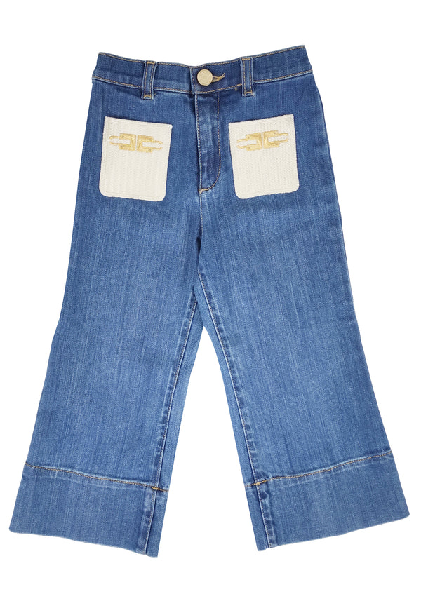 ViaMonte Shop | Elisabetta Franchi la Mia Bambina jeans bambina blu svasato in cotone