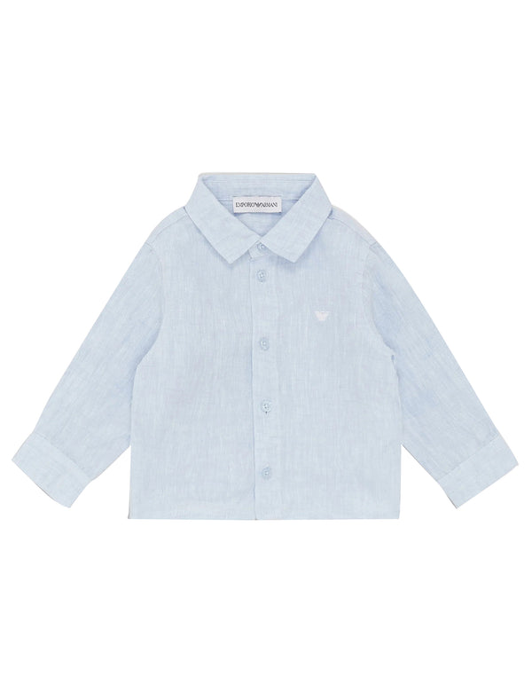 ViaMonte Shop | Emporio Armani camicia baby boy azzurra in lino