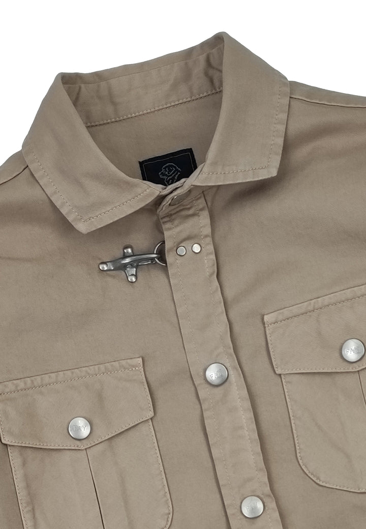 ViaMonte Shop | Fay bambino giacca camicia beige in twill di cotone