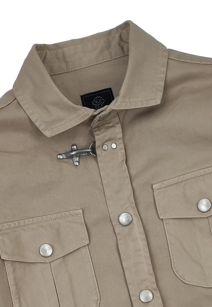 ViaMonte Shop | Fay teen giacca camicia beige in twill di cotone